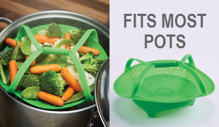 SILICONE VEGETABLE STEAMER W/HANDLES