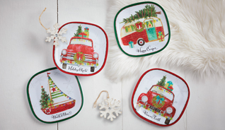 HOLIDAY VACATION SQUARE PLATES-SET OF 4