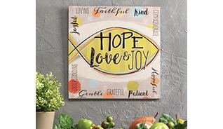 HOPE LOVE JOY FRAMED WOOD PRINT