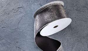 BLACK SILVER METALLIC WIRED RIBBON