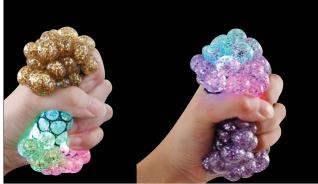 LIGHT UP MESH SQUISH GLITTER BALL (27191)